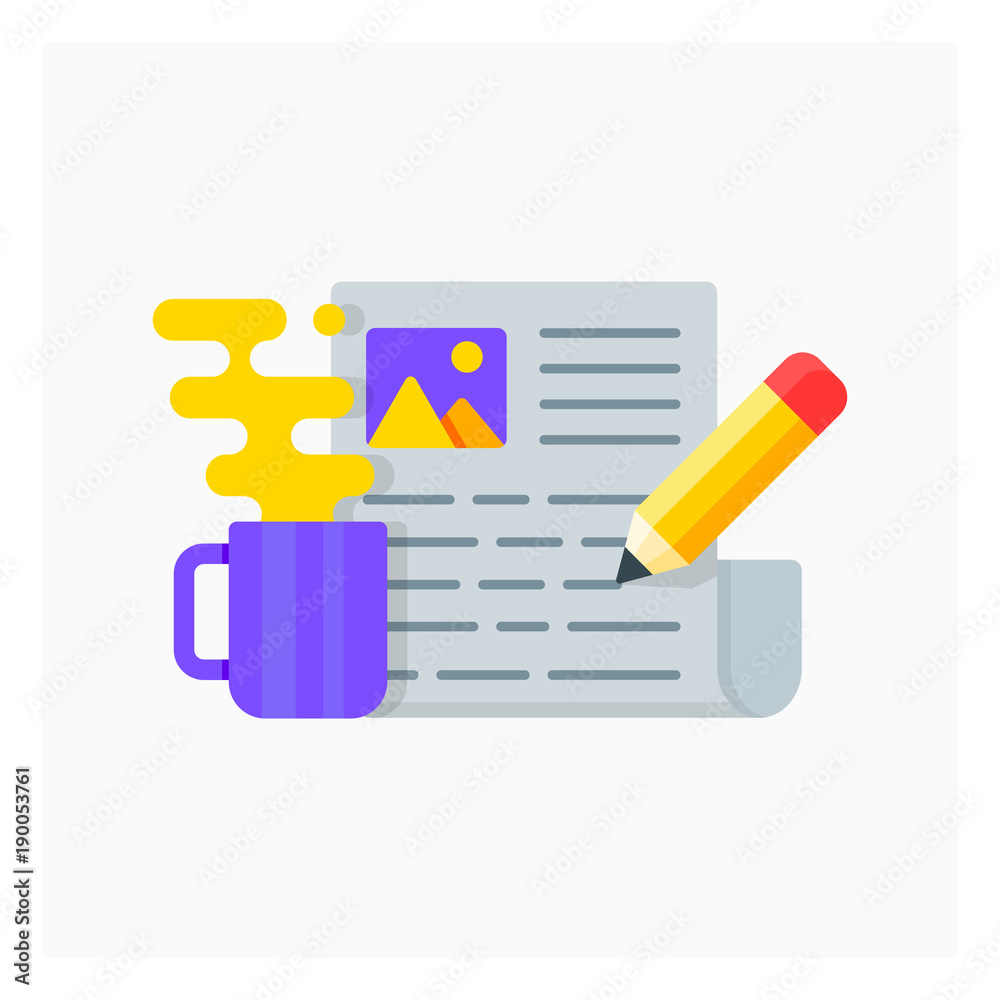 Blogging, copywriting, writing vector illustration, flat style Blogging, copywriting, writing vector illustration, flat style