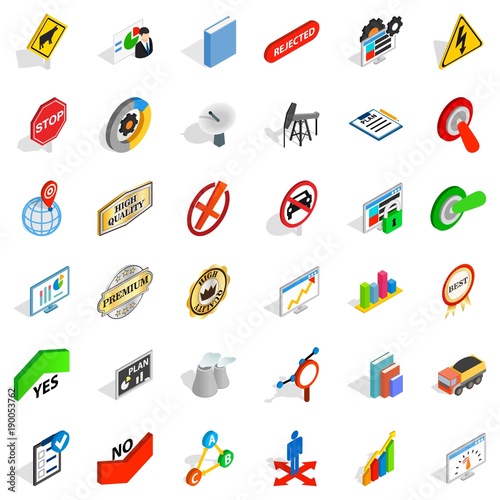 Marker icons set, isometric style
