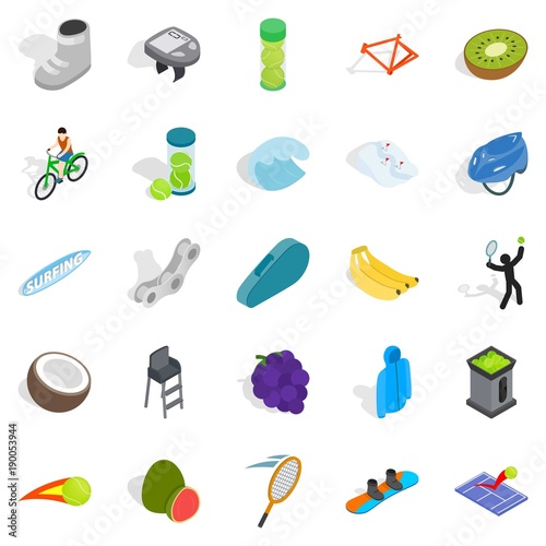 Sport lifestyle icons set, isometric style