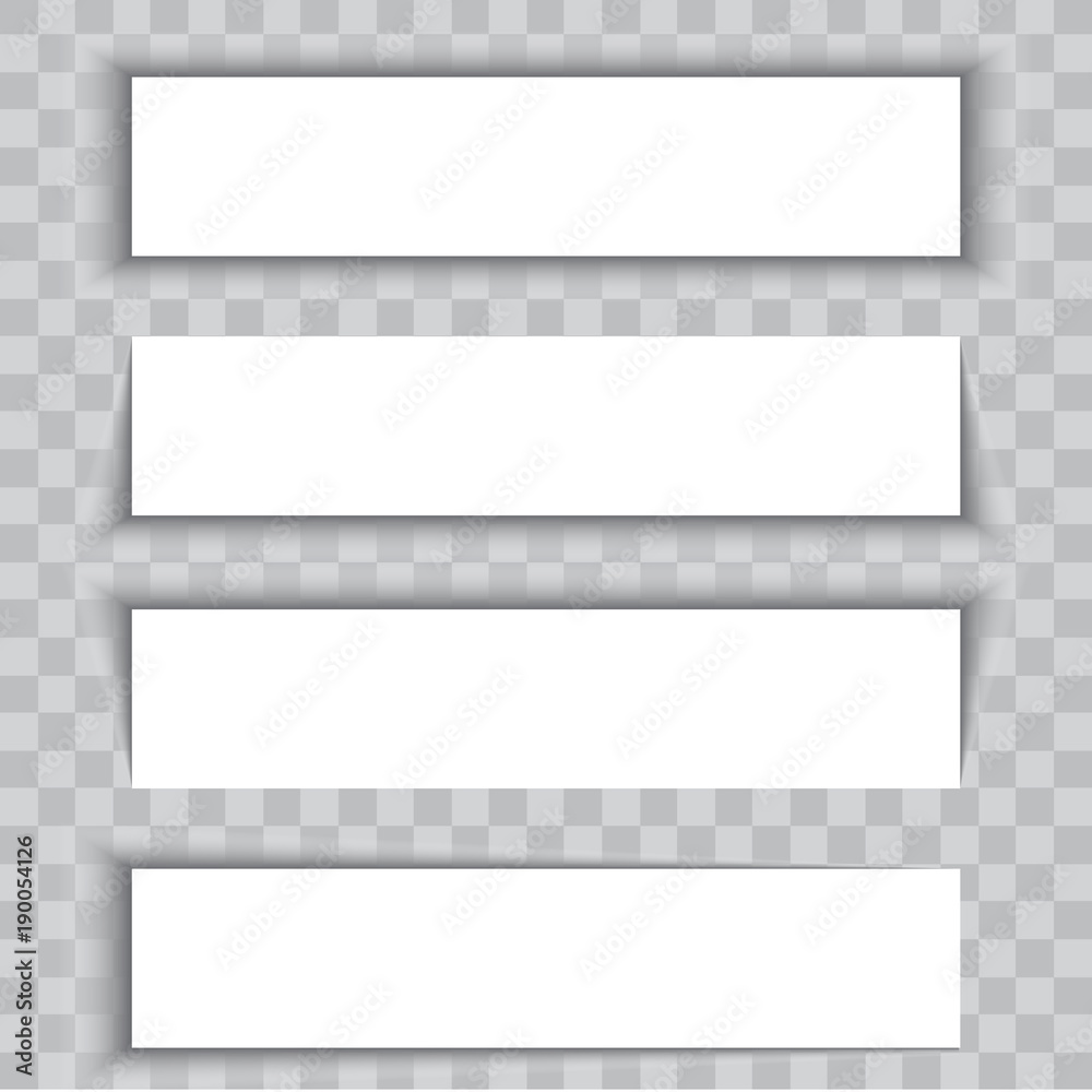 Transparent realistic paper shadow effect set. Transparent realistic paper shadow effect set.