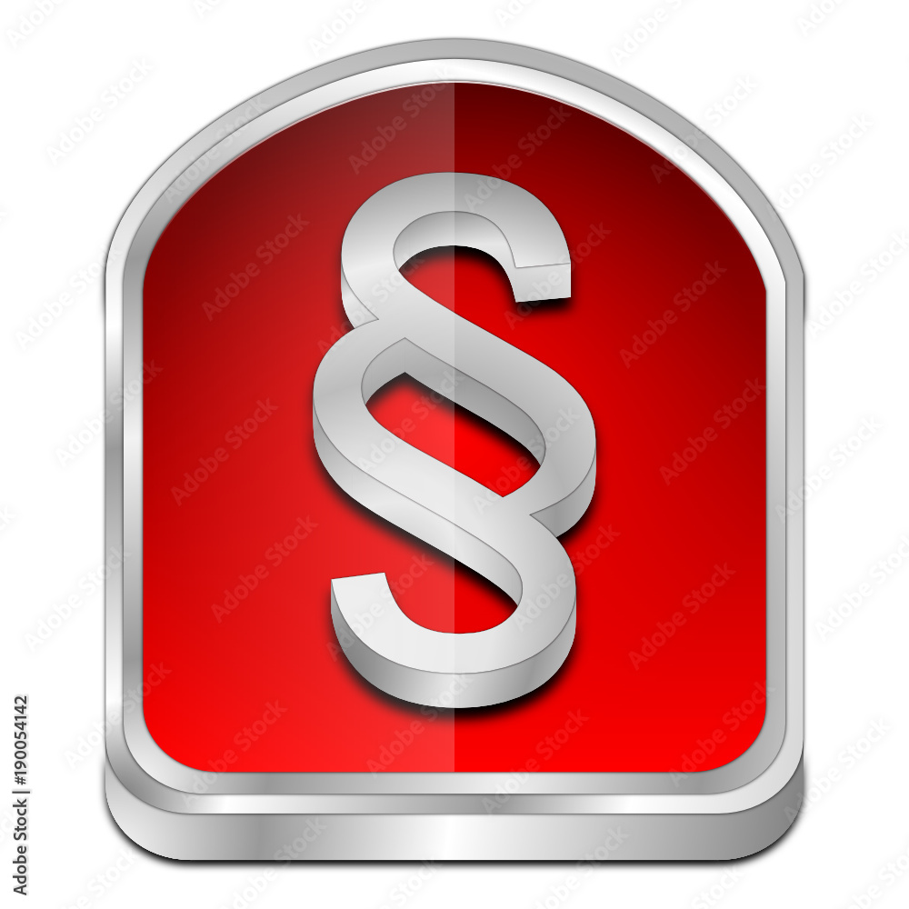 Law paragraph button - 3D illustration