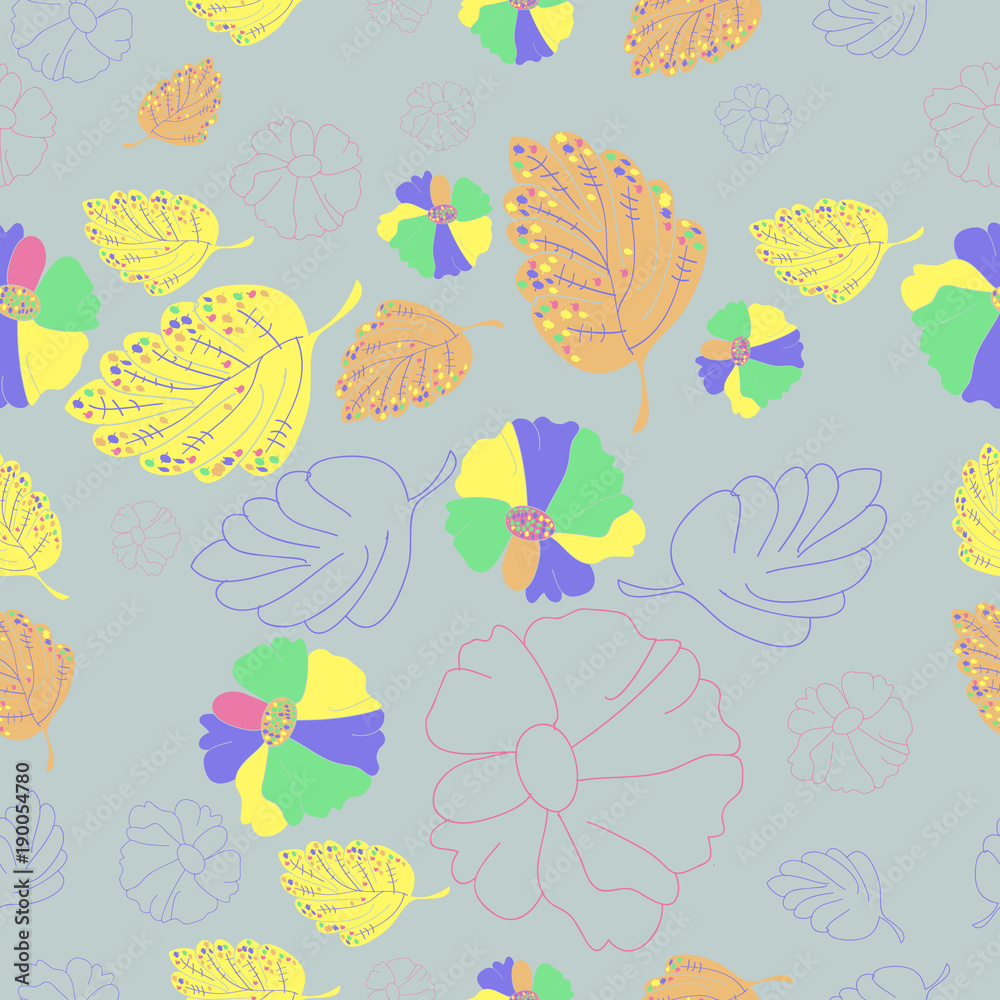 Floral seamless pattern . Hand drawn. Floral seamless pattern . Hand drawn.