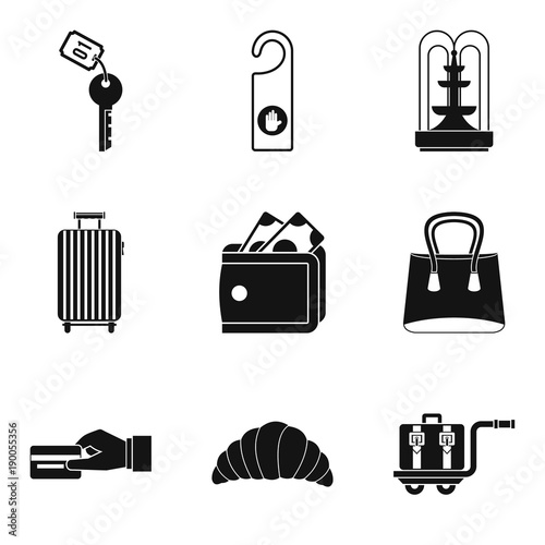 Rented apartment icons set, simple style