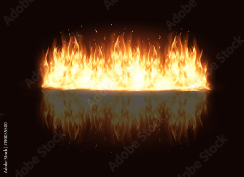 illustration of burning fire flame on black background