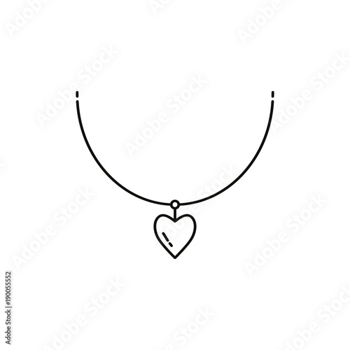 Jewellery line icon. beautiful necklace with heart