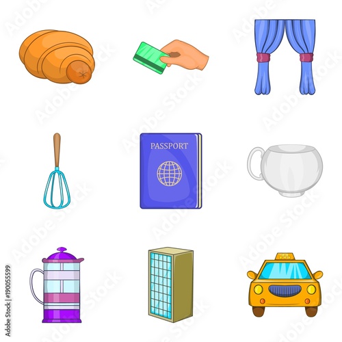 Pub icons set, cartoon style