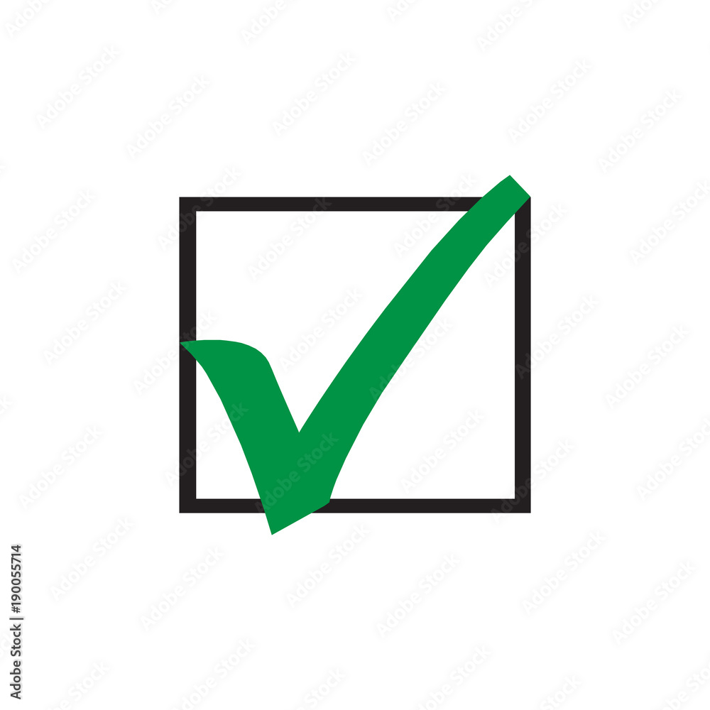 Green check mark icon. Tick symbol in green color, vector illustration. Green check mark icon. Tick symbol in green color, vector illustration.