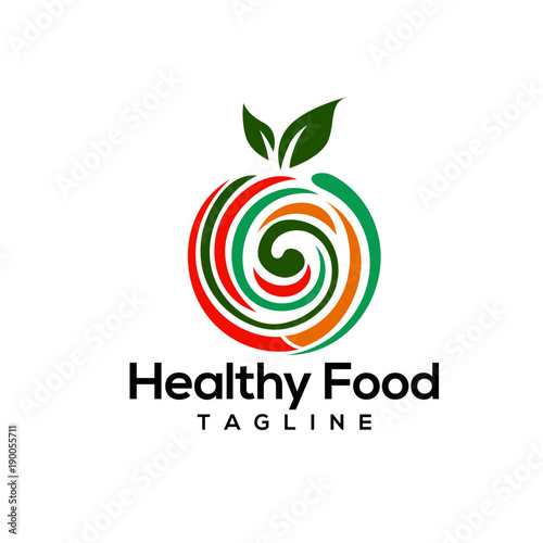 Healthy food logo design vectors