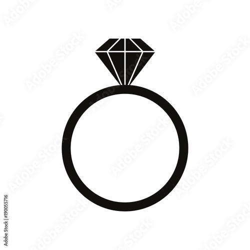 Ring with diamond vector icon. Black ring sign icon. photo