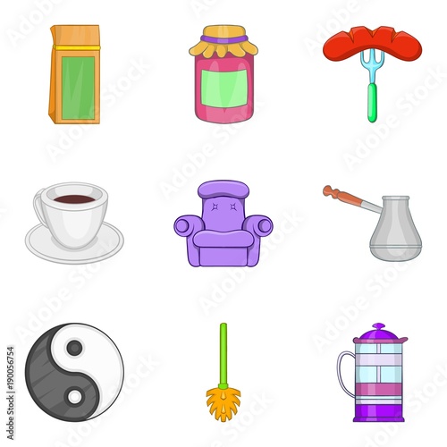 Multiroom icons set, cartoon style