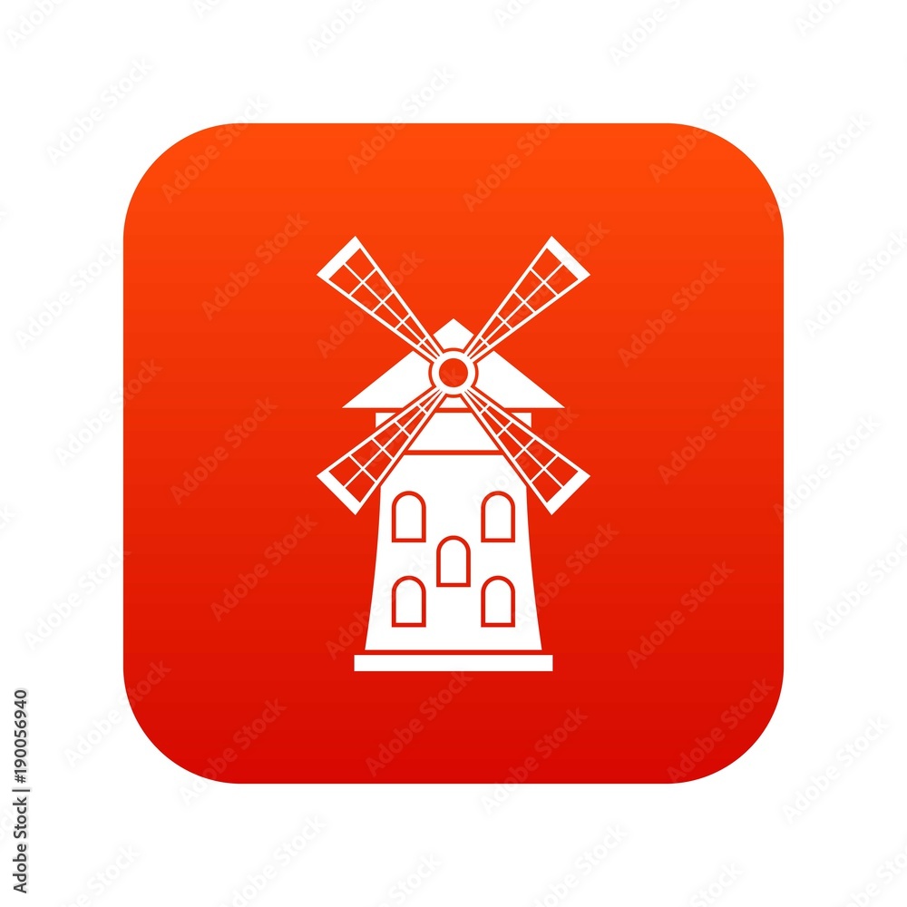 Windmill icon digital red