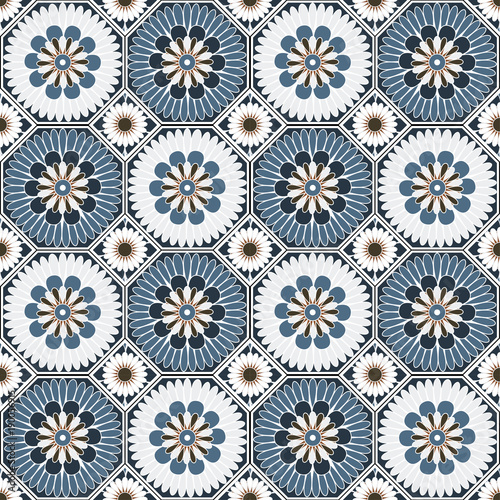 Arabesque octagonal floral seamless pattern background vector design
