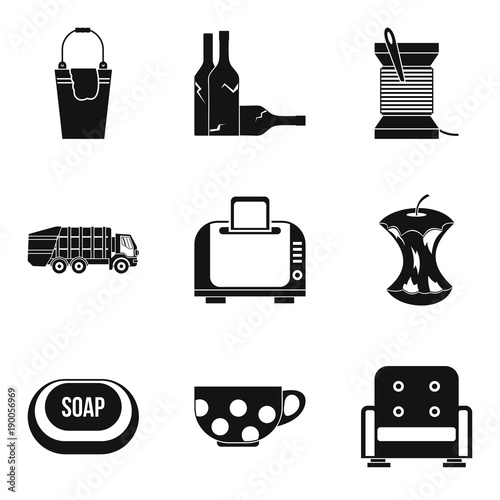 Hut icons set, simple style