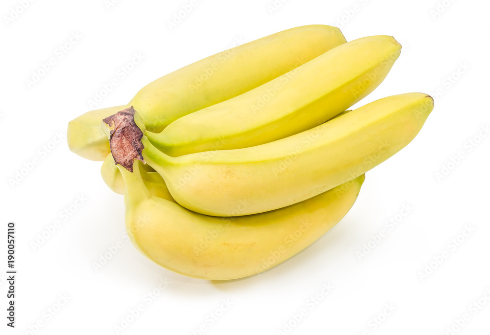 Cluster of bananas on a white background