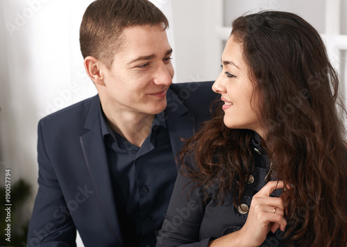 young couple portrait, happy people - romantic and love concept