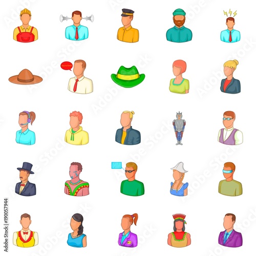 Companion icons set, cartoon style