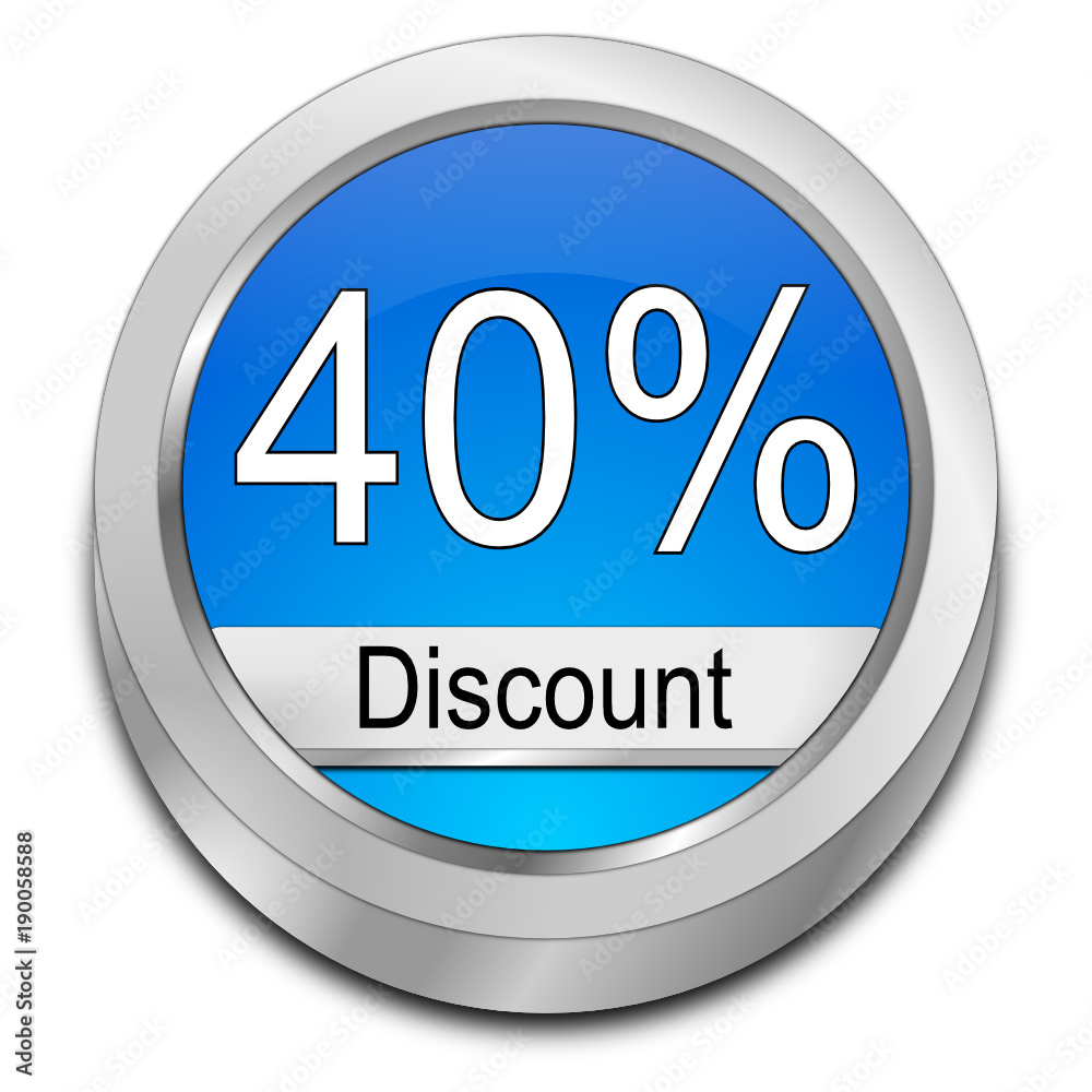40% Discount button - 3D illustration 40% Discount button - 3D illustration