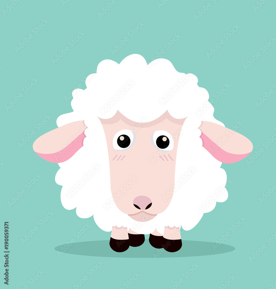 Obraz premium Cute cartoon little sheep
