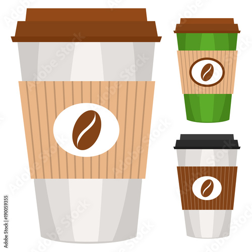 Disposable coffee tea cup isolated on white background poster.