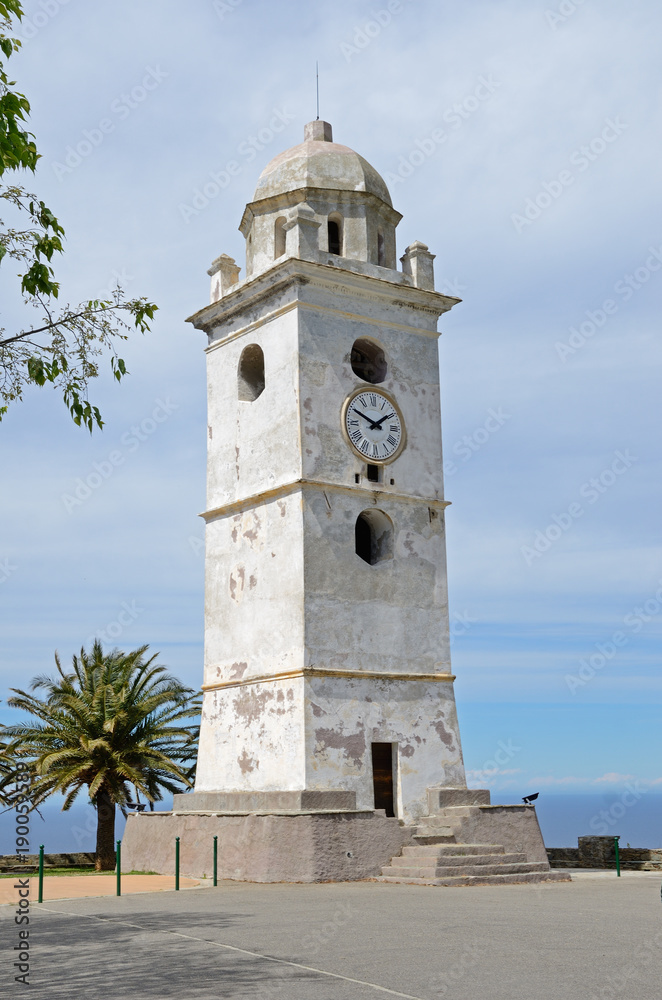 Clock tower in the Corsican village Canari