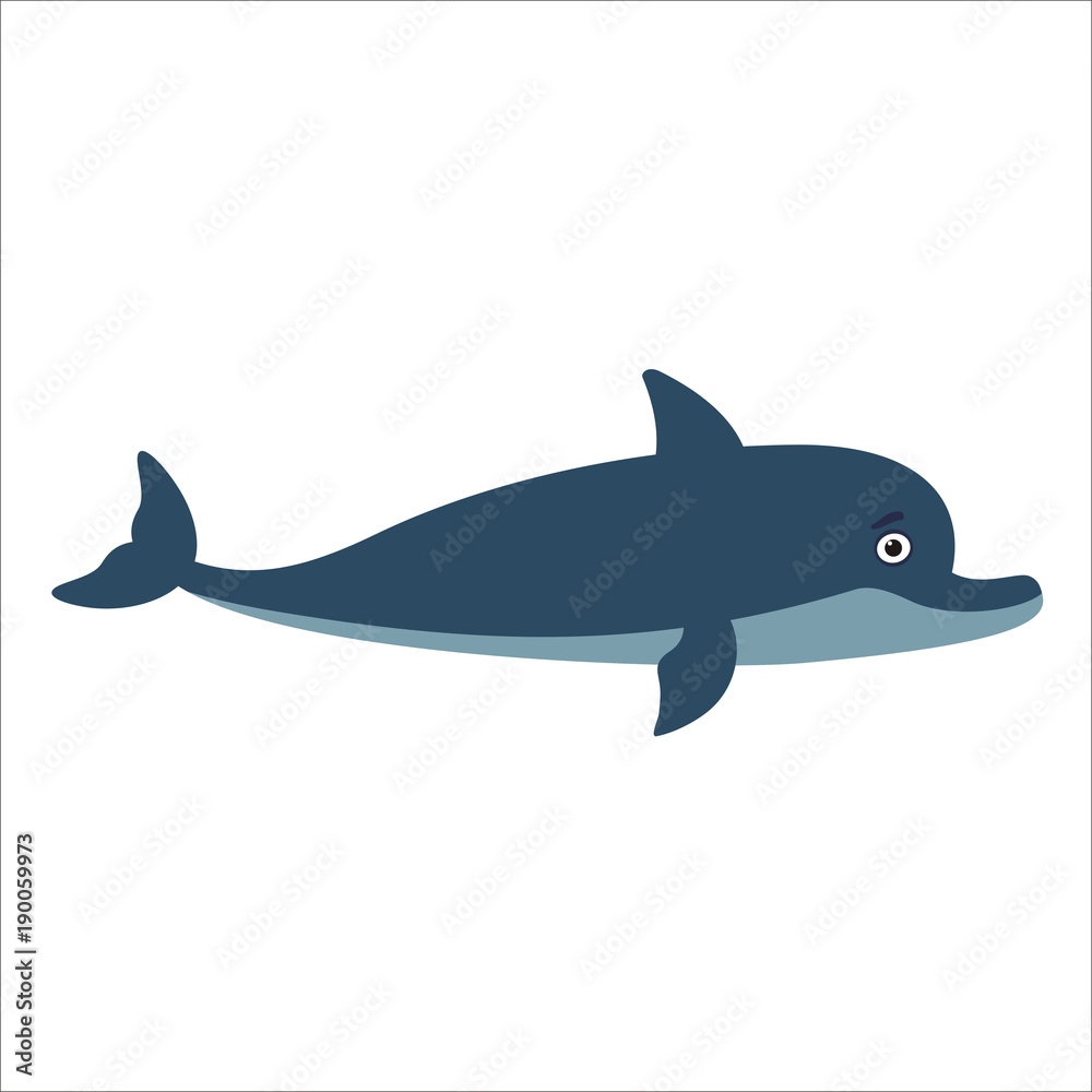 Dolphin in cartoon style isolated on white background Dolphin in cartoon style isolated on white background