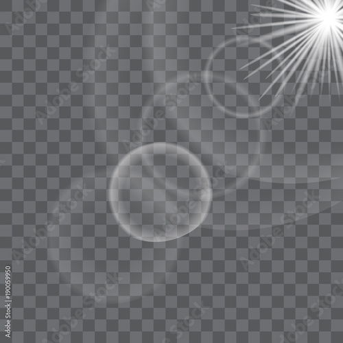 Glow sun light effect on transparent background. Vector