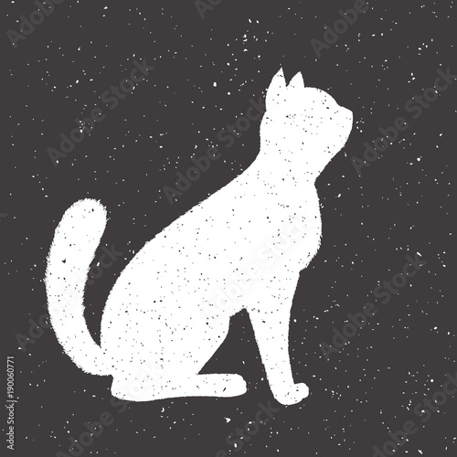 Hand drawn whit cat