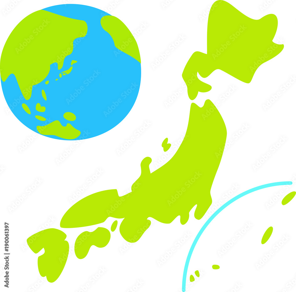 日本列島と地球のデフォルメイラスト Stock Vector Adobe Stock