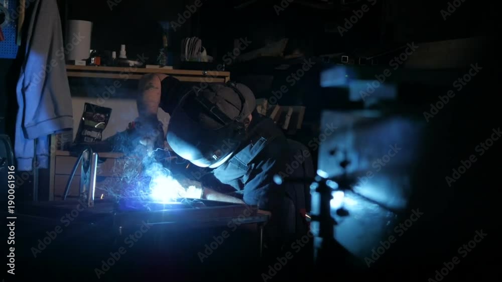 Shot of welding in Norway, wall in slow motion Shot of welding in Norway, wall in slow motion
