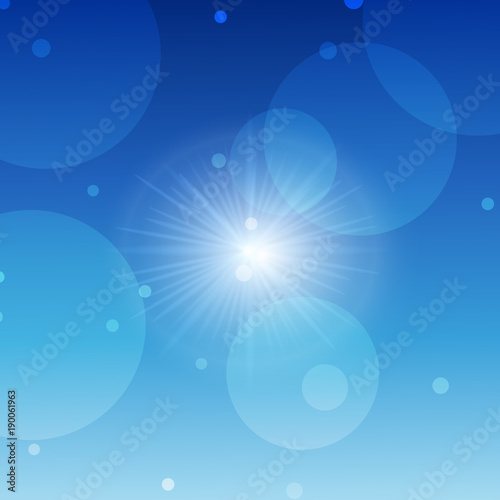 Glow sun light effect on transparent background. Vector