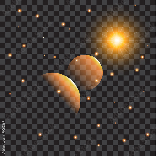 golden effects of light on transprent background.Vector