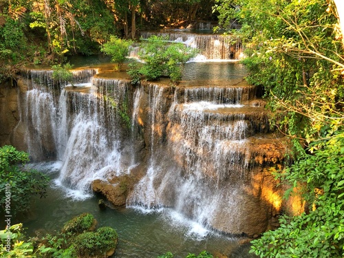 Huaymaekamin Waterfall with tree in kanchanaburi province Thailand