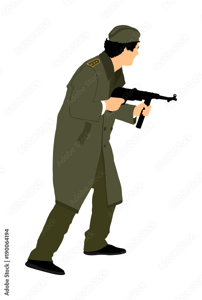 Red army soldier vector. American soldier with rifle. Partisan against Nazi  Germany in WW2. Fierce struggle in occupied Europe. Soviet troops against  aggressors in battle. Stock Vector | Adobe Stock