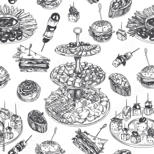 Beautiful vector hand drawn finger foods Illustration.