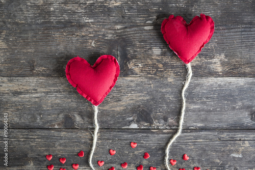 Billede på lærred two red hearts icons of love and valentine's day