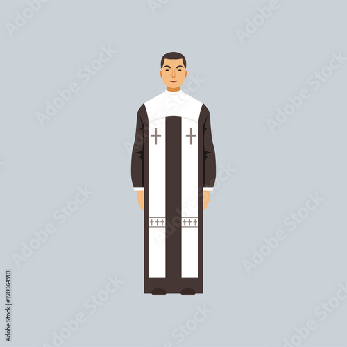 Catholic clergyman, representative of religious confession vector Illustration