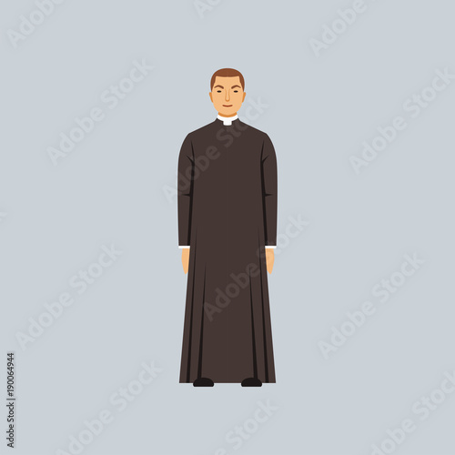 Catholic priest or pastor, representative of religious confession vector Illustration