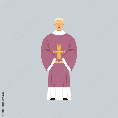 Vicar, Catholic representative of religious confession vector Illustration