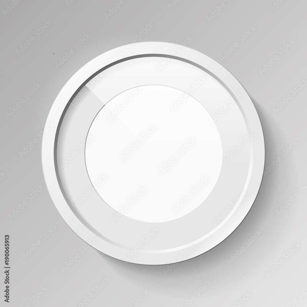 Realistic empty round white frame with passepartout on gray background, border for your creative project, under the glass, mock-up sample, vector design object Realistic empty round white frame with passepartout on gray background, border for your creative project, under the glass, mock-up sample, vector design object