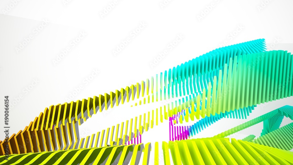 custom made wallpaper toronto digitalAbstract white and colored gradient parametric interior with window. 3D illustration and rendering.