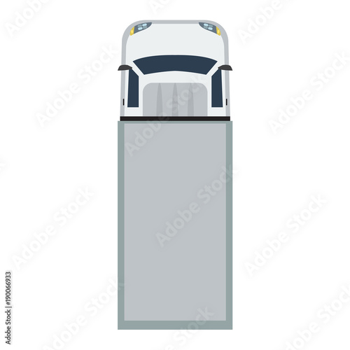 Truck with top view. Solid and flat color style design.