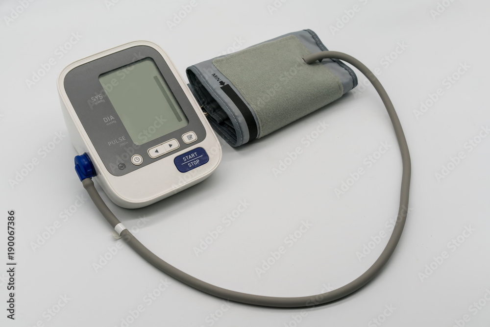 Automatic digital blood pressure monitor isolated on white Automatic digital blood pressure monitor isolated on white