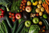Assortment of tasty vegetables and fruits