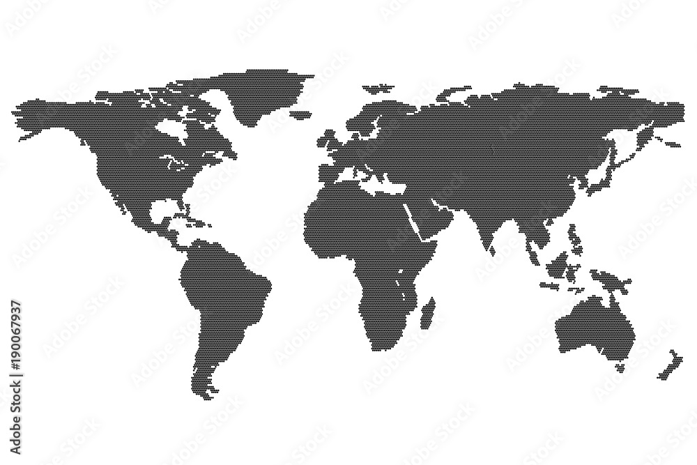 Vector illustration of a world map from dots.