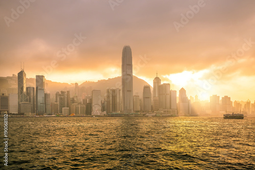 Photography Hong Kong city skyline in China panorama