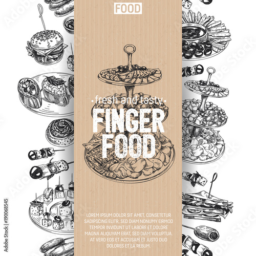Beautiful vector hand drawn finger foods Illustration.