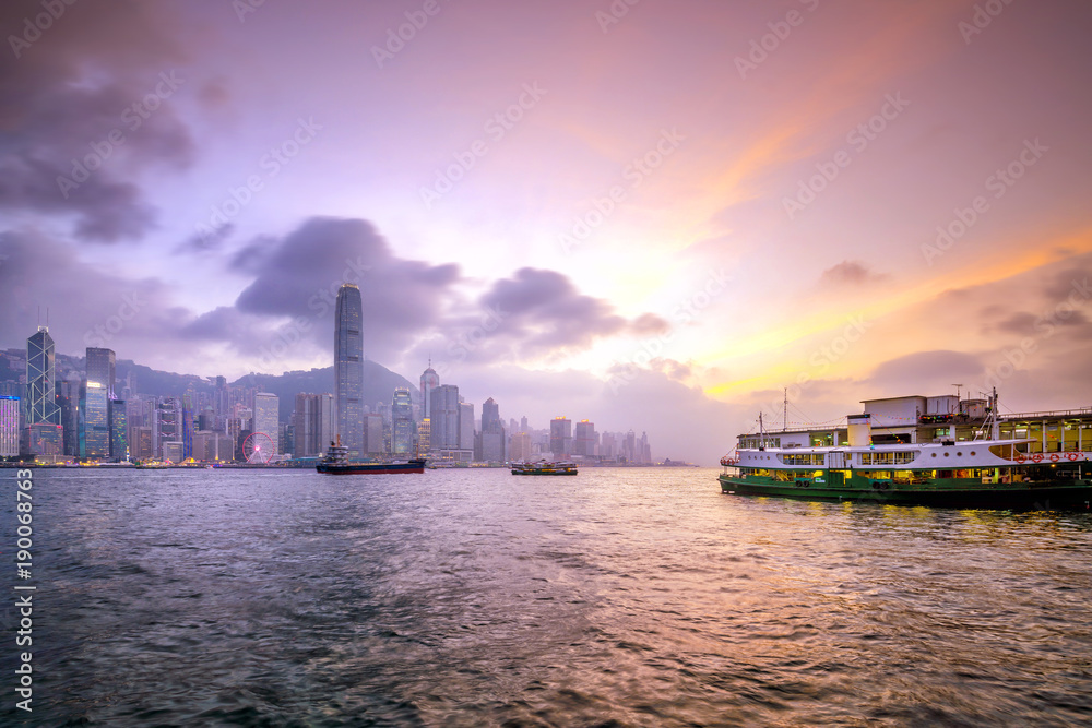 Fototapeta premium Hong Kong city skyline in China panorama