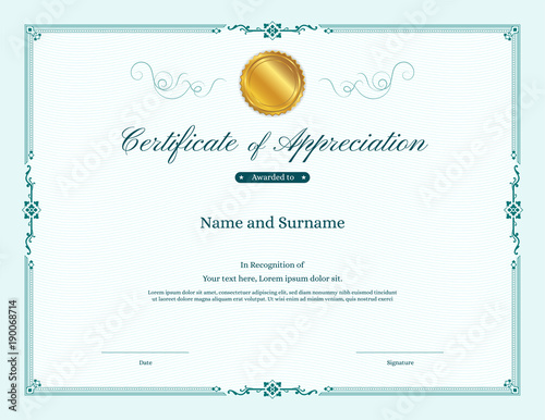 Luxury certificate template with elegant border frame, Diploma design for graduation or completion