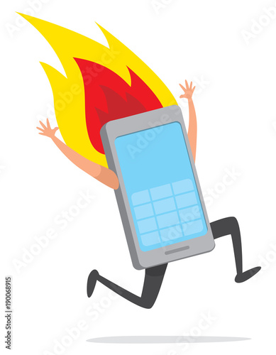 Mobile phone running desperately on fire