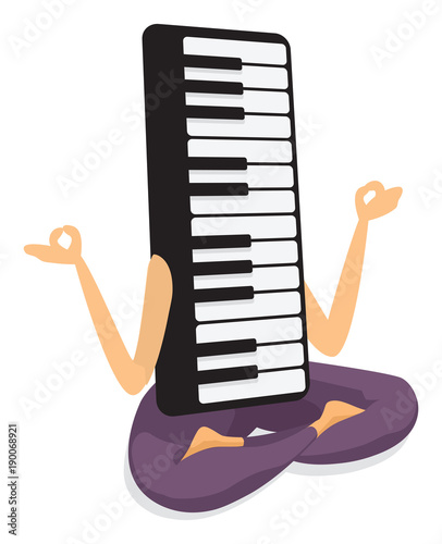 Music keybpard in yoga position